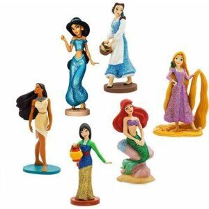 Disney Princess 6 Figurine Set Ariel Jasmine Belle Mulan Rapunzel Pocahontas NEW